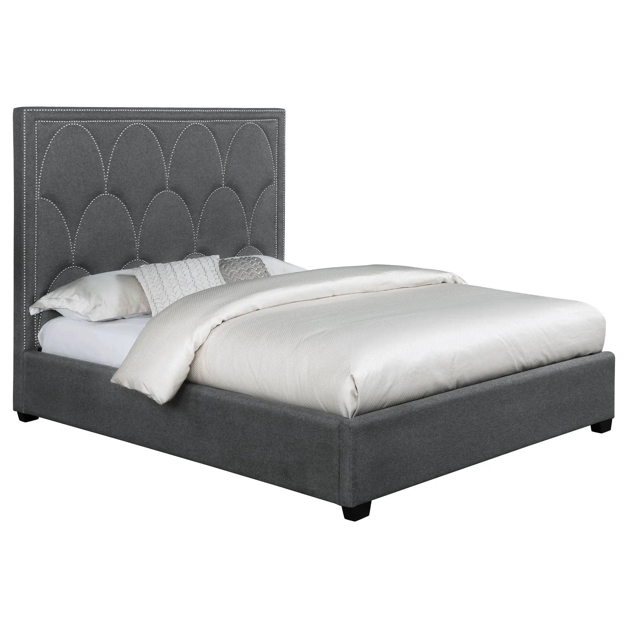 Bowfield Upholstered Eastern King Panel Bed Charcoal by Unique Piece Furniture