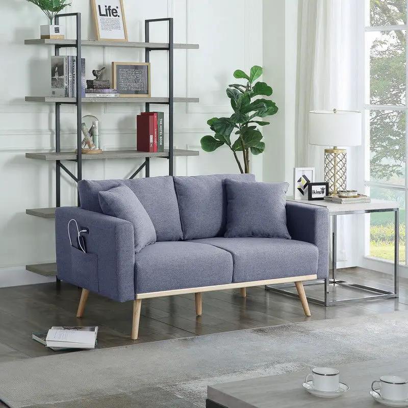 Easton - Fabric Loveseat With USB Charging Ports Pockets And Pillows by Unique Piece Furniture