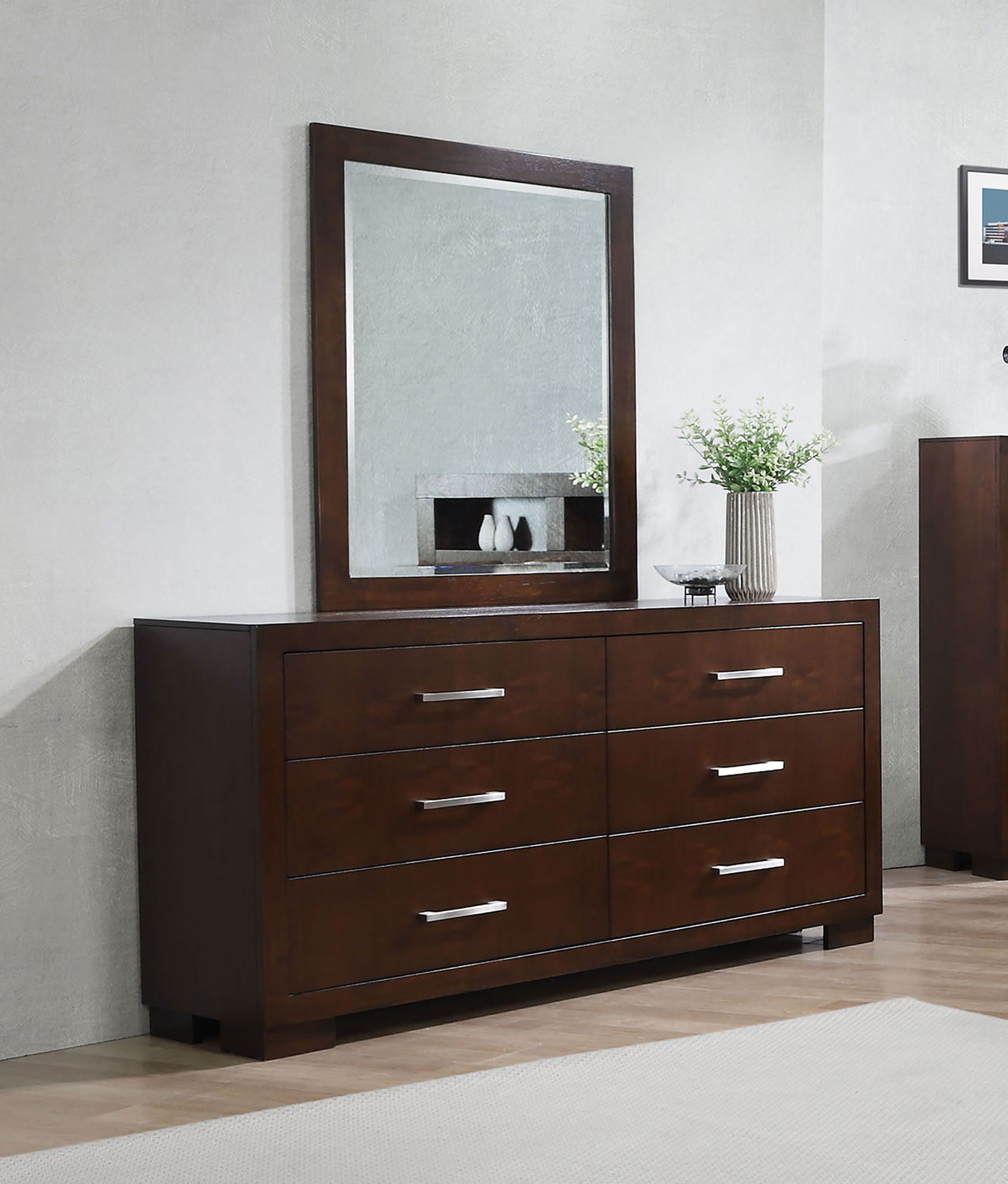 Jessica 6-drawer Dresser with Mirror Cappuccino by Unique Piece Furniture