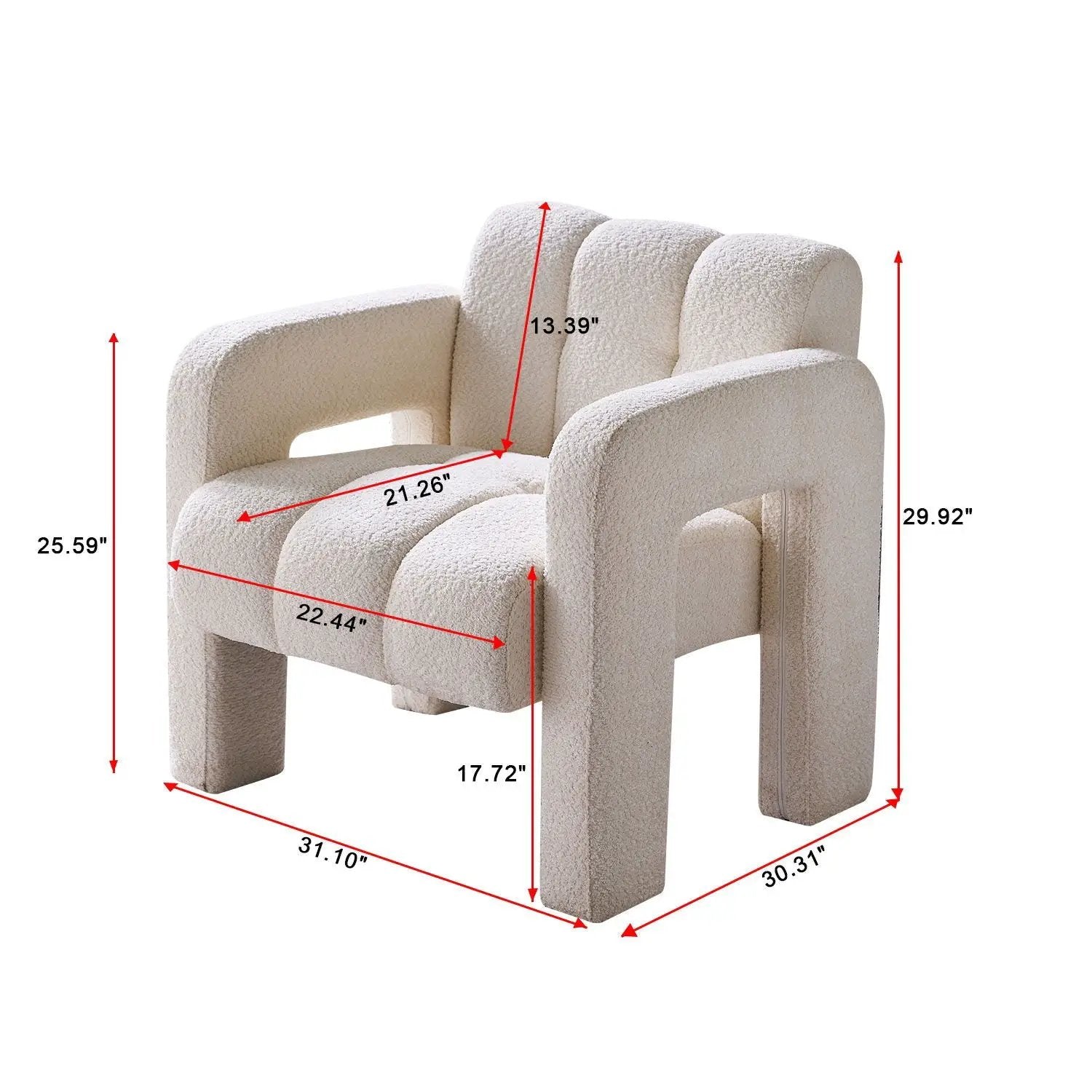 31.10" Boucle Upholstered Accent Chair by Unique Piece Furniture