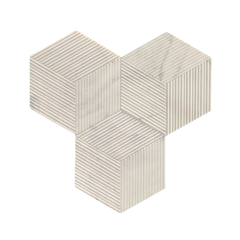 Hexagon Natural Stone Marble Tile, 3D Fluted (Set of 12) by HouseOfZazla