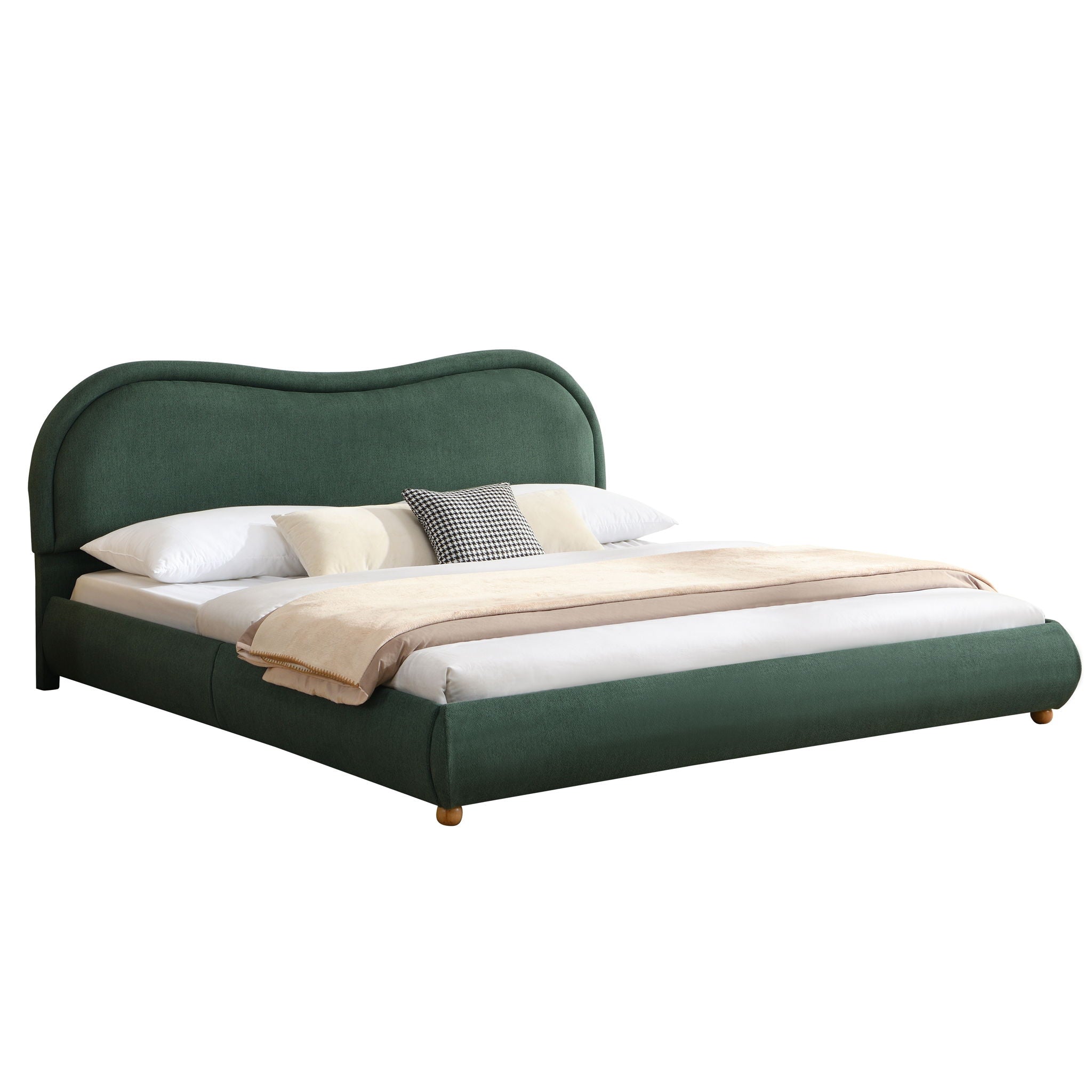 Upholstered Platform Bed Frame With Curved Headboard by HouseOfZazla