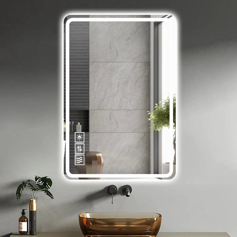LED Bathroom Mirror Vanity Mirrors With Front Lights Wall Mounted Anti-Fog Frameless Make Up Mirror With Light Copper Free Silver Mirror Horizontal Or Vertical - Silver by Unique Piece Furniture