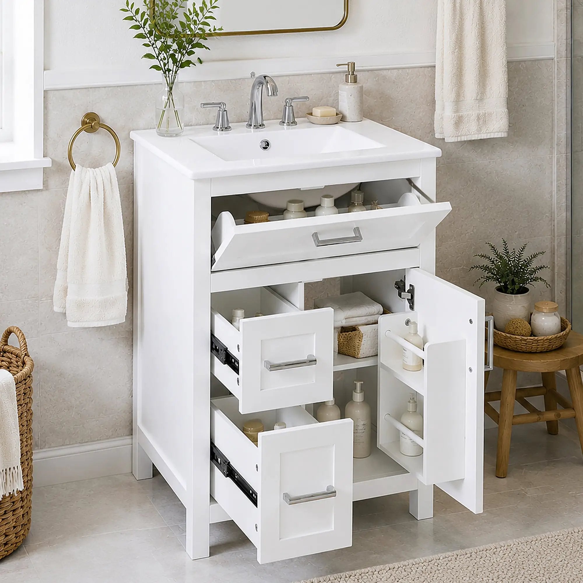 24 Inch Bathroom Vanity with Ceramic Sink by HouseOfZazla