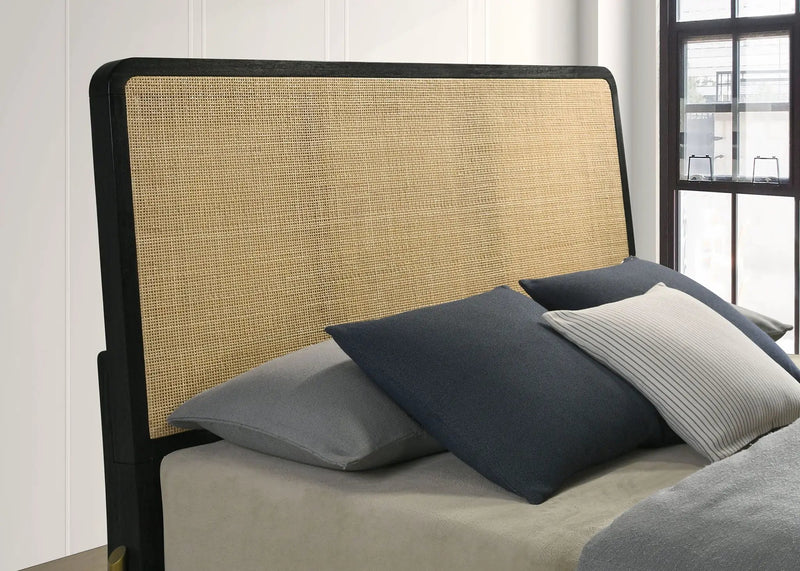Arini Rattan California King Panel Bed Black and Natural by Unique Piece Furniture