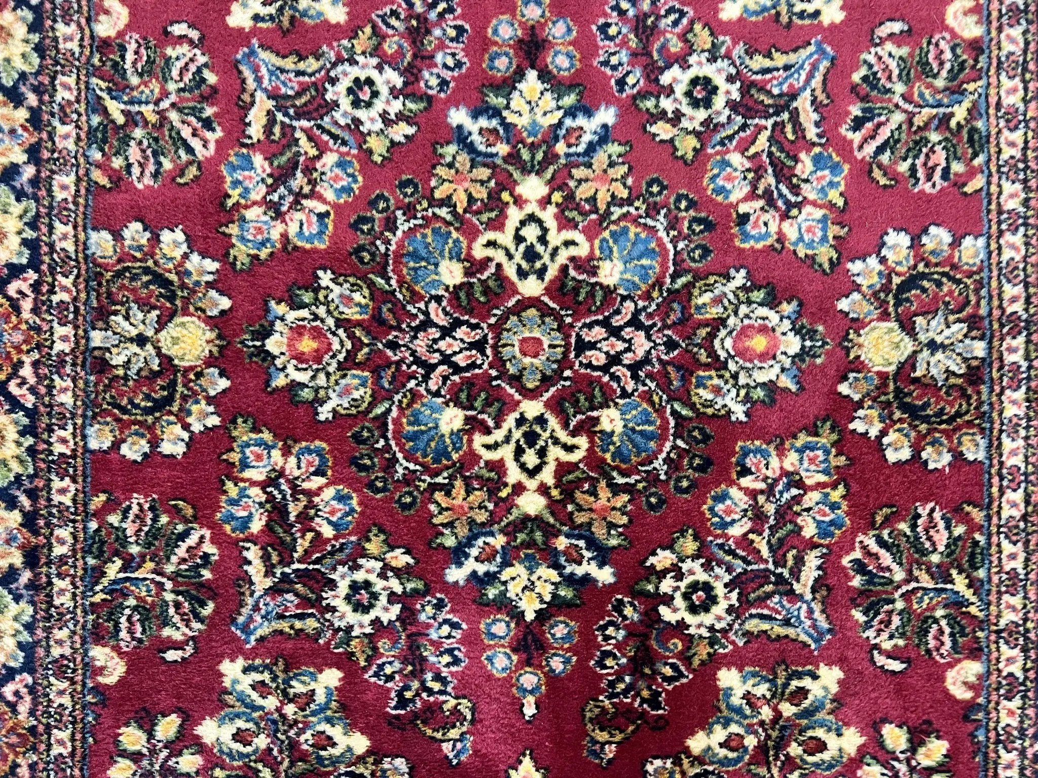 Karastan Rug 4.6 x 6 Lanamar Sarouk #5528, Red Wool Karastan Oriental Carpet, Discontinued, Antique, Wool Pile by Jewel Rugs