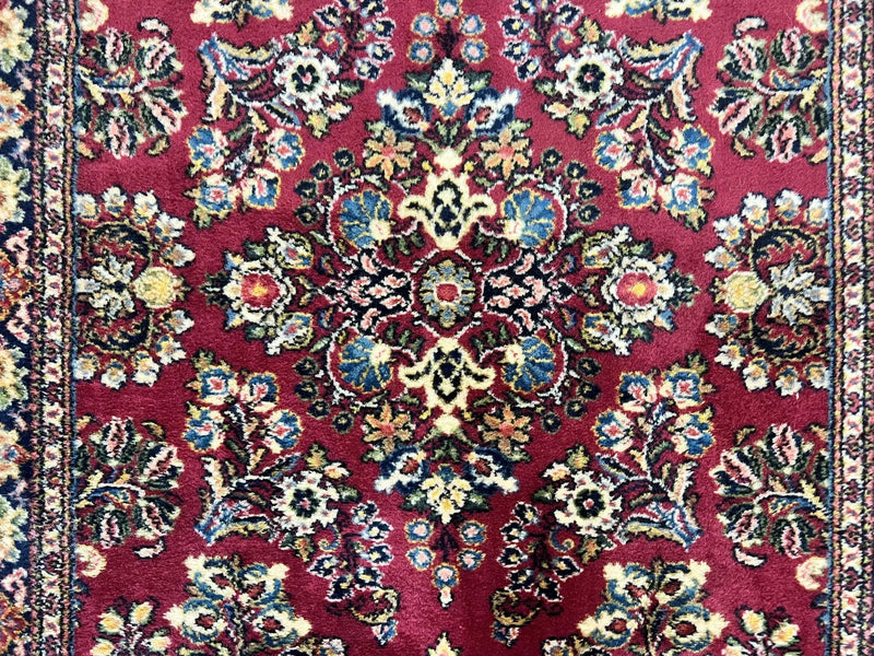 Karastan Rug 4.6 x 6 Lanamar Sarouk #5528, Red Wool Karastan Oriental Carpet, Discontinued, Antique, Wool Pile by Jewel Rugs