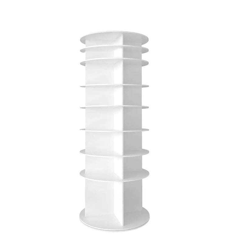 8 Tier Rotating Shoe Rack Tower, 360 Degree Spinning Shoe Organizer And Storage Carousel For Closet Or Entryway - White by Unique Piece Furniture