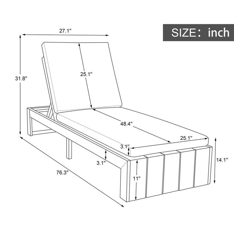 Adjustable Outdoor Chaise Lounge Patio Recliner With Removable Cushion by HouseOfZazla
