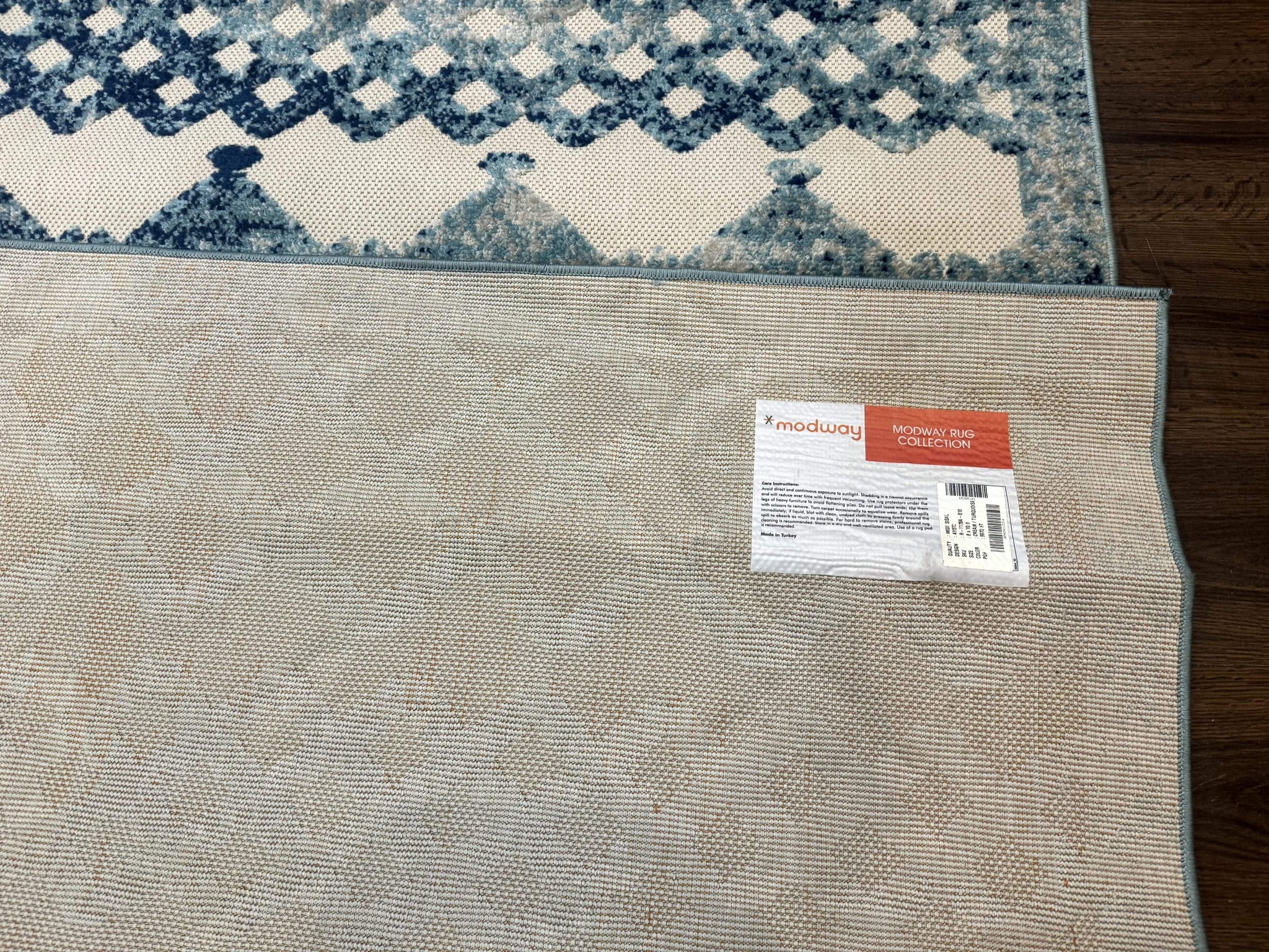 Modern Rug 8x10, Abstract Rug, Oat and Blue, Raised Pattern, Modway Rug Collection by Jewel Rugs