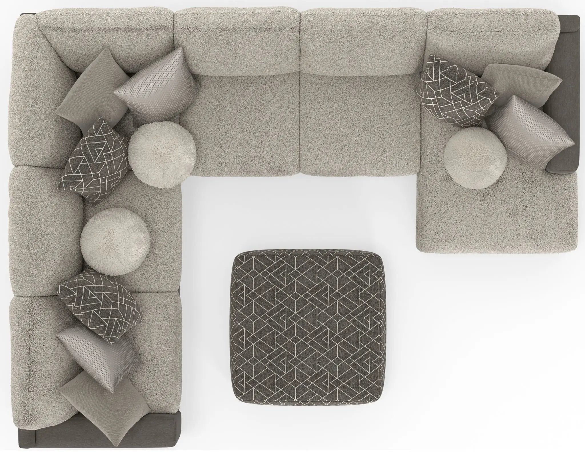 Canyon - 4 Piece Sectional With Cuddler Seat Cushions, Included Accent Pillows And Cocktail Ottoman (Right Side Facing Chaise) - Umber by Unique Piece Furniture