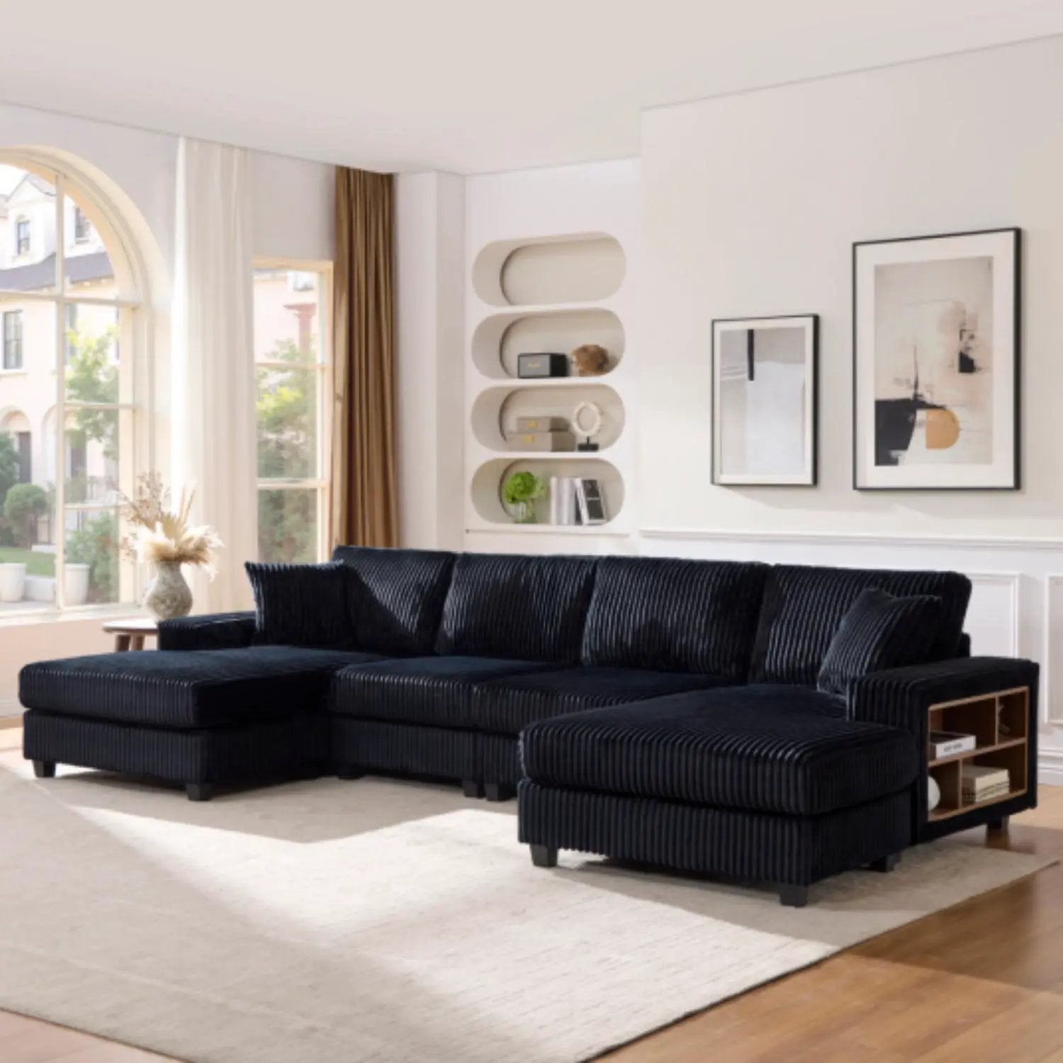 U-Shaped Convertible Sofa, 4 Seater Large Living Room Lounge by Unique Piece Furniture