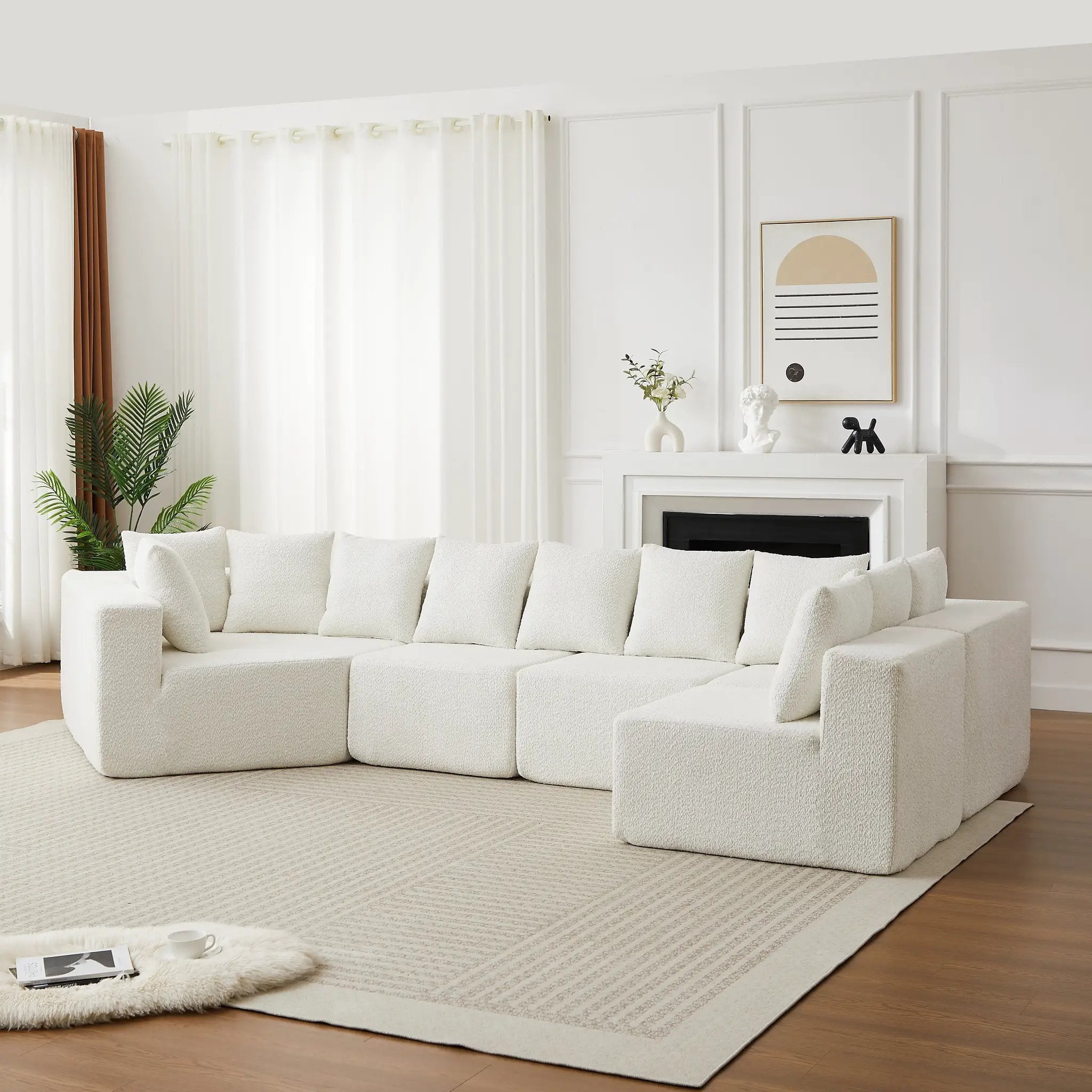 151.6-Inch Extra-Large L-Shaped Chenille Sectional Sofa by HouseOfZazla