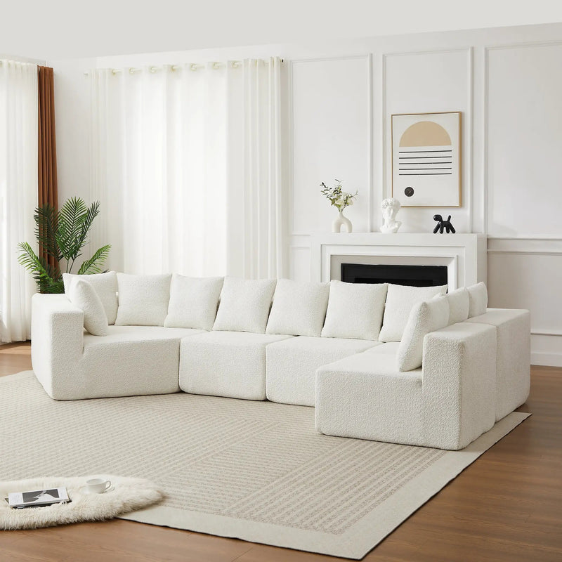 151.6-Inch Extra-Large L-Shaped Chenille Sectional Sofa by HouseOfZazla