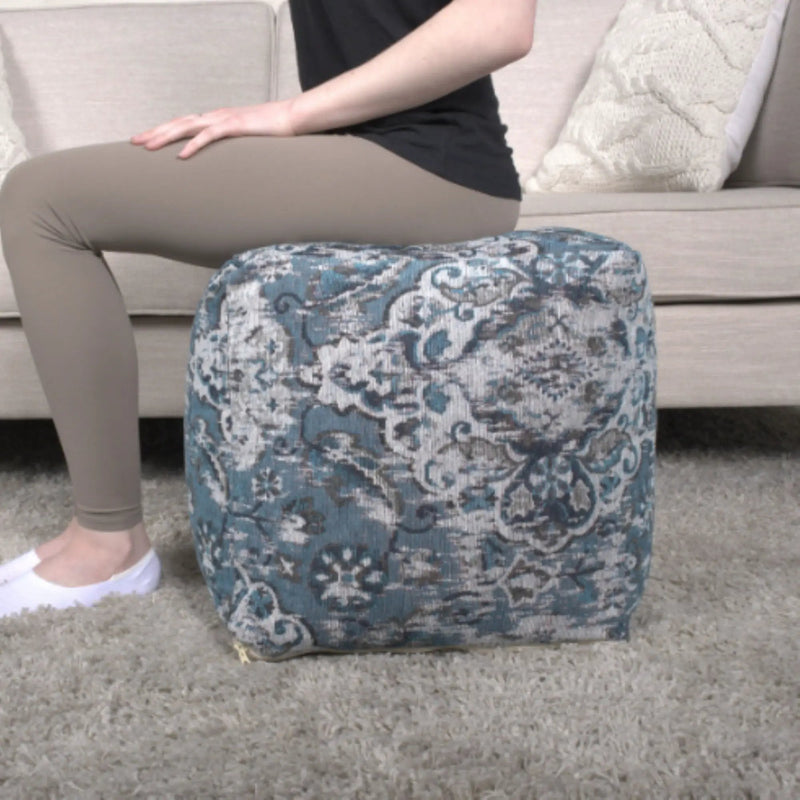 Anita - Square Pouf Ottoman And Floor Cushion - Blue by Unique Piece Furniture