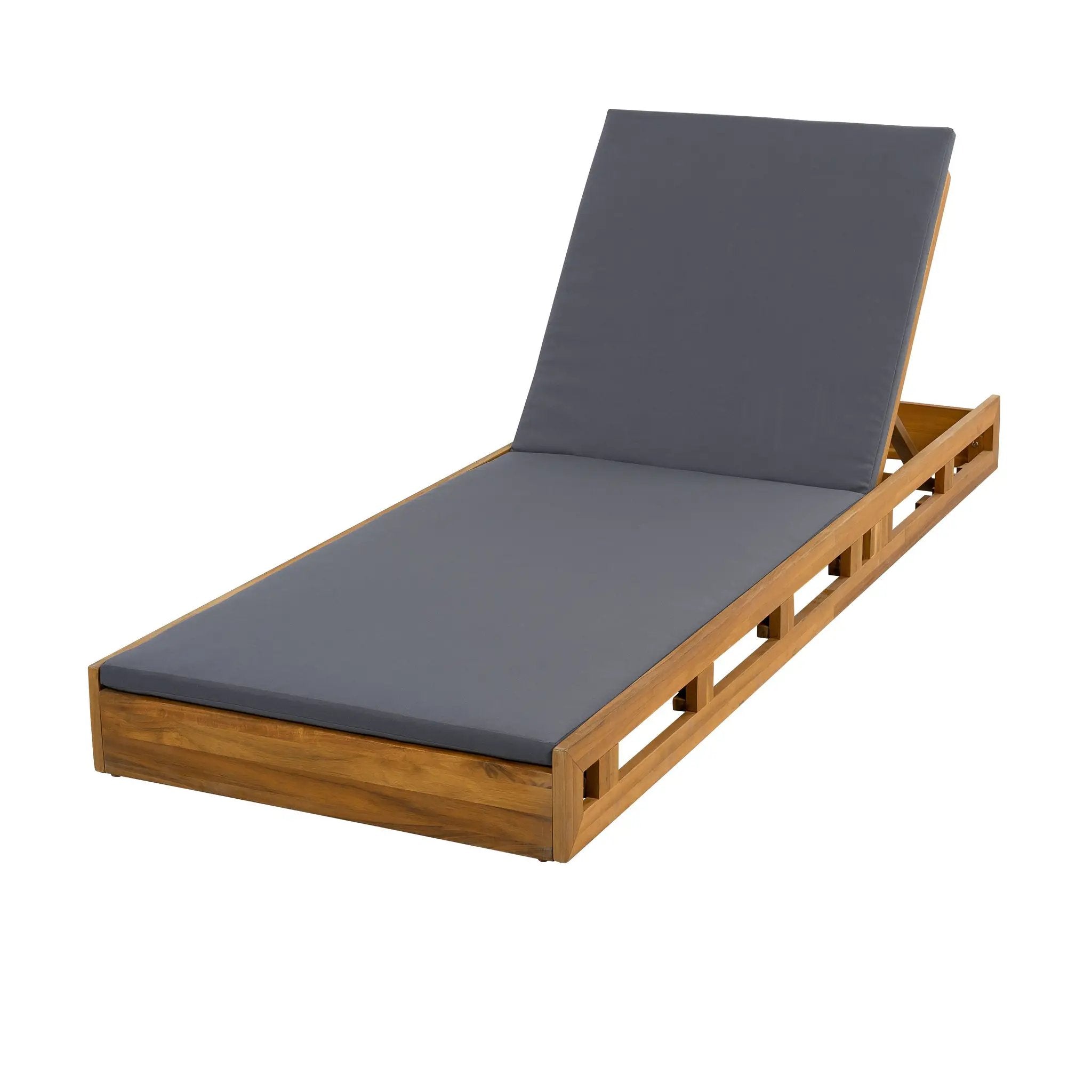 Acacia Wood Lounge Chaise Set with Water-Resistant Cushions by HouseOfZazla