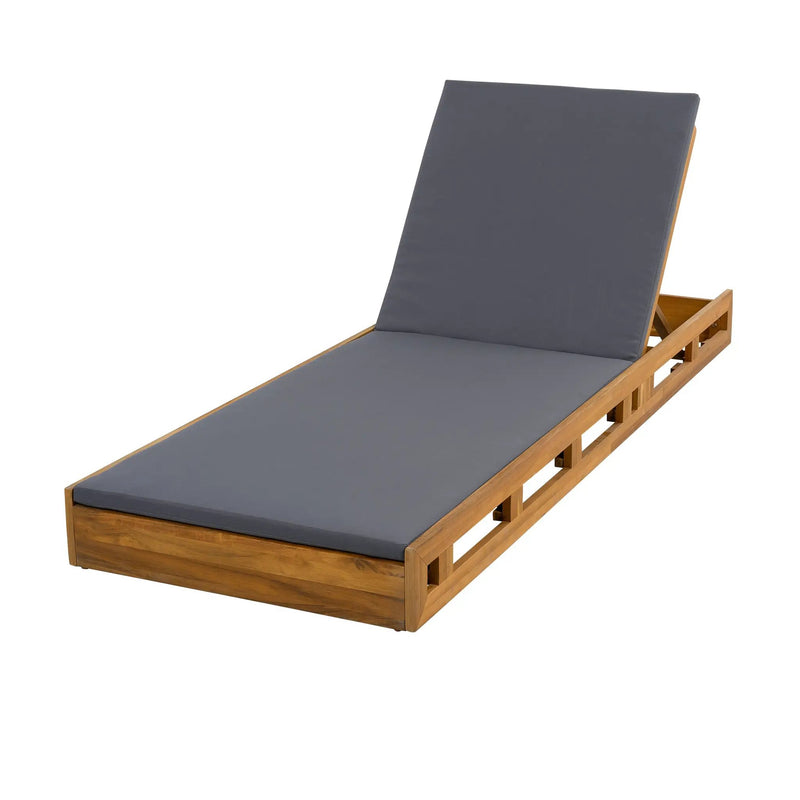 Acacia Wood Lounge Chaise Set with Water-Resistant Cushions by HouseOfZazla