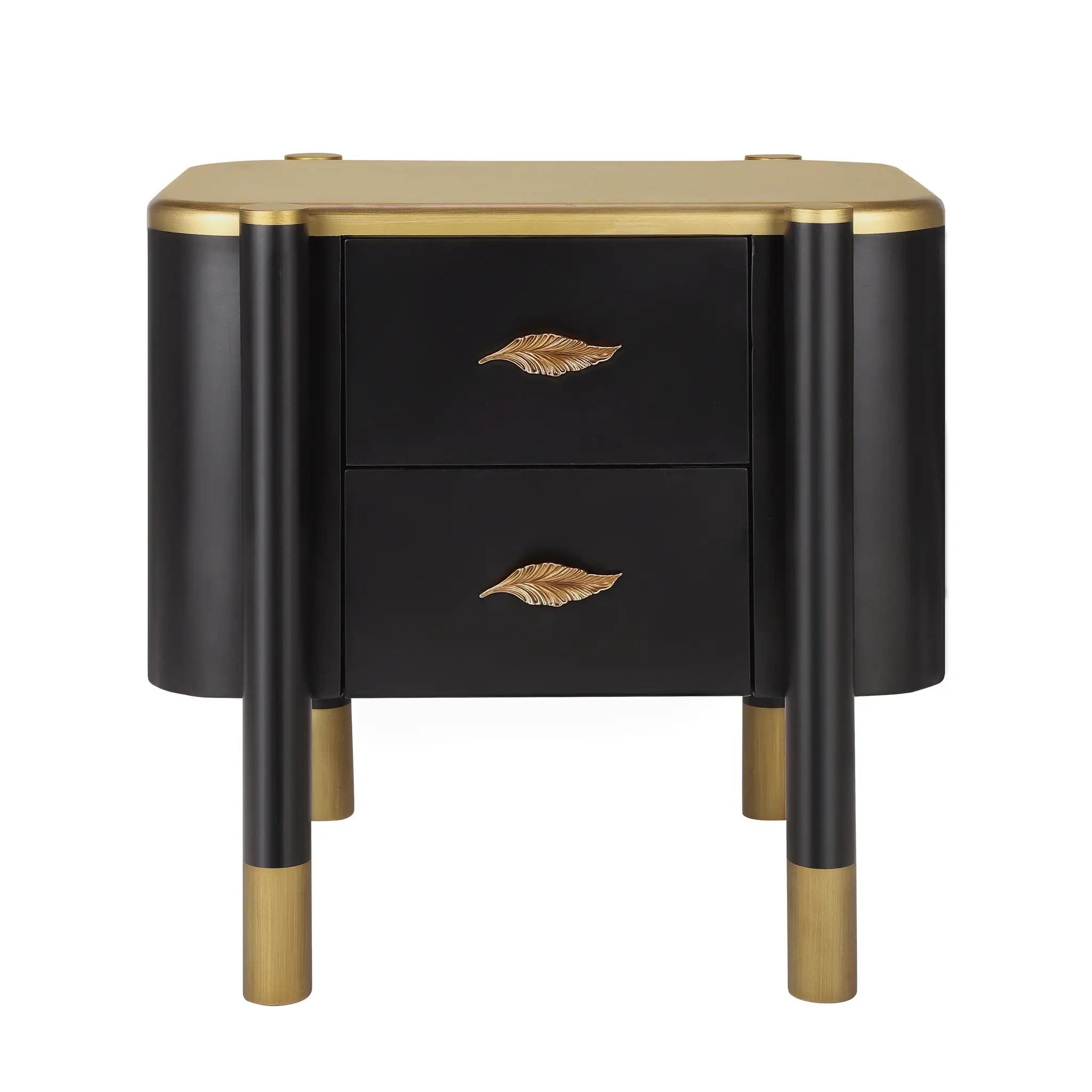 Contemporary 2 Drawers Nightstand with Curved Profile Design by HouseOfZazla