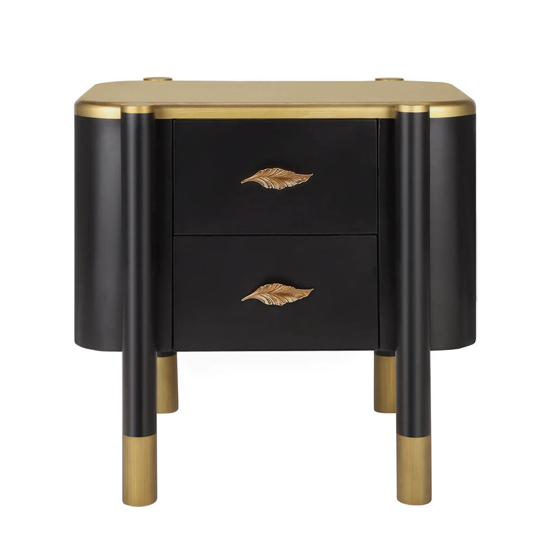 Contemporary 2 Drawers Nightstand with Curved Profile Design by HouseOfZazla