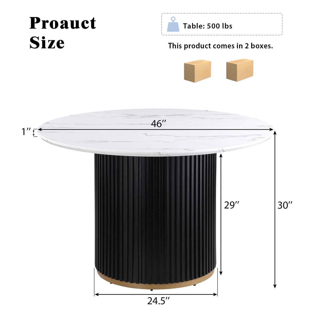 46 Inch Round Faux Marble Dining Table by HouseOfZazla
