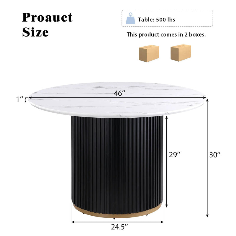 46 Inch Round Faux Marble Dining Table by HouseOfZazla