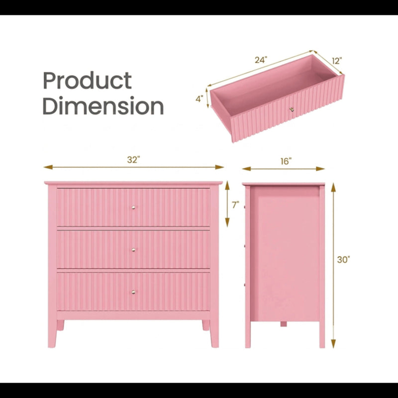 Fluted 3 Drawer Nightstand With Soft Close Slides by HouseOfZazla