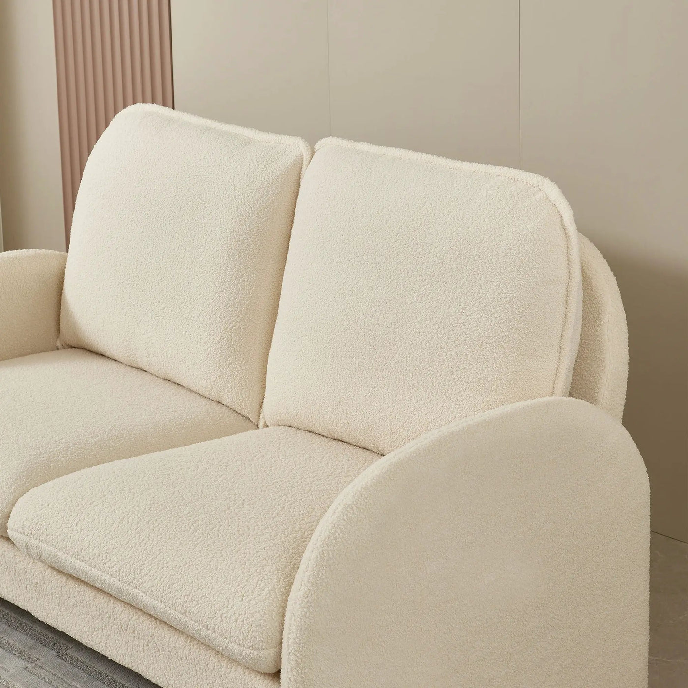 Loveseat Sofa Small Couch For Living Room, Sherpa Fabric Upholstered Loveseat Sofa Couch, Small Loveseat Sofa For Apartment, Bedroom by Unique Piece Furniture