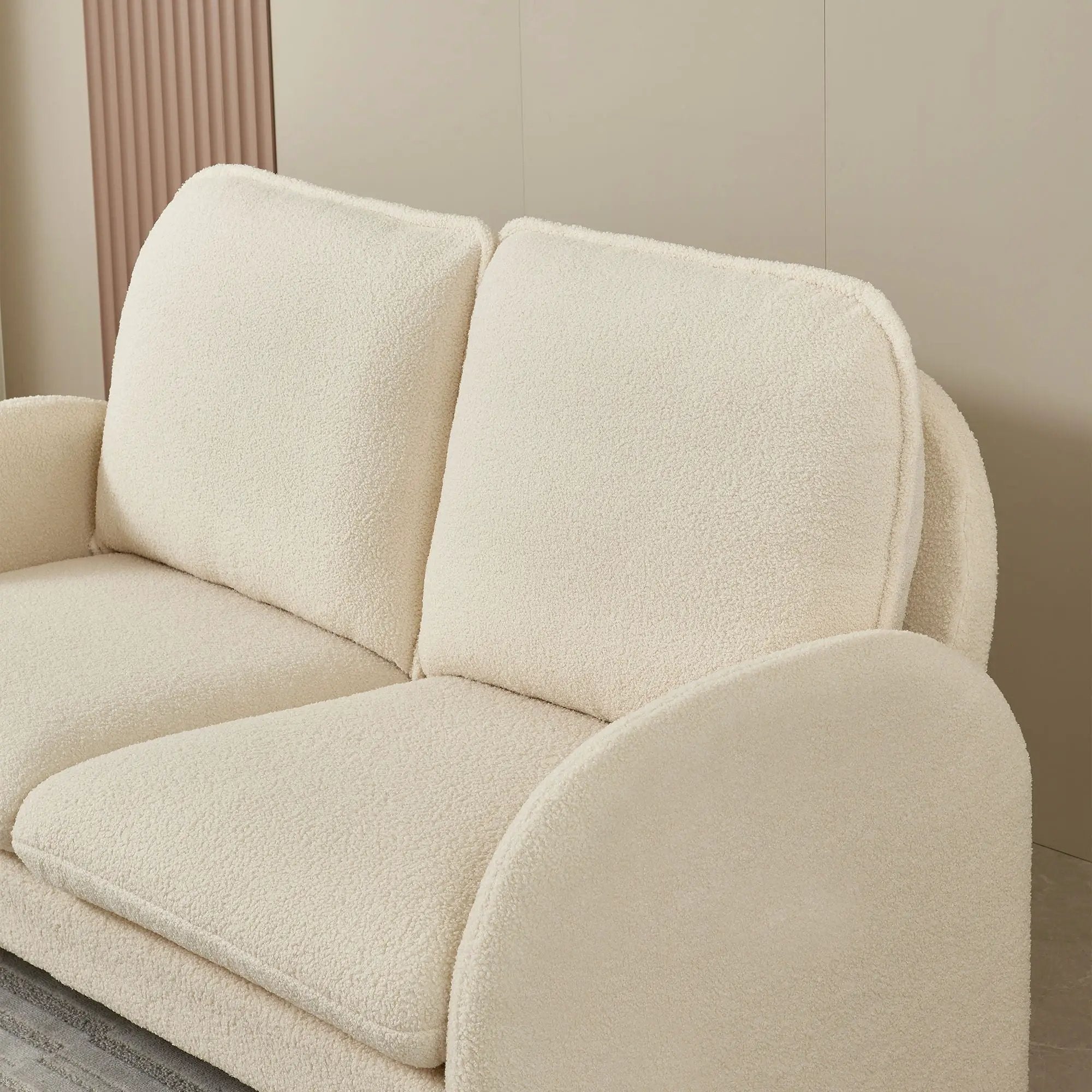 Loveseat Sofa Small Couch For Living Room, Sherpa Fabric Upholstered Loveseat Sofa Couch, Small Loveseat Sofa For Apartment, Bedroom by Unique Piece Furniture