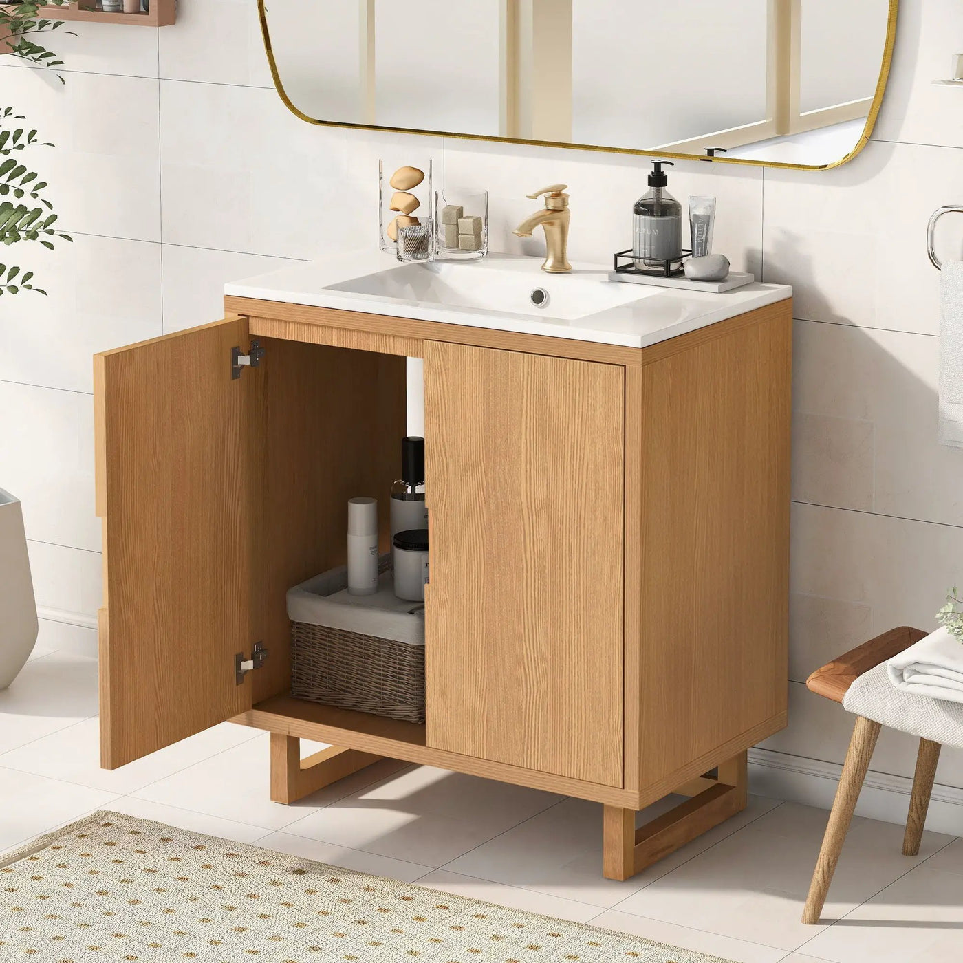 Bathroom Vanity Set With Sink, Combo Cabinet, Bathroom Storage Cabinet, Solid Wood Frame by Unique Piece Furniture