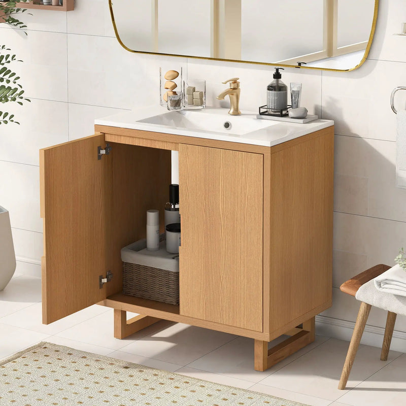 Bathroom Vanity Set With Sink, Combo Cabinet, Bathroom Storage Cabinet, Solid Wood Frame by HouseOfZazla
