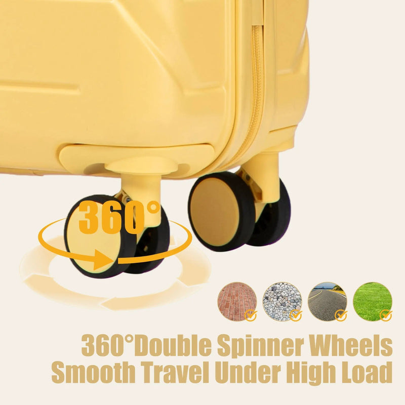 20 Inch ABS Hard Shell Travel Checked Luggage - Yellow by HouseOfZazla