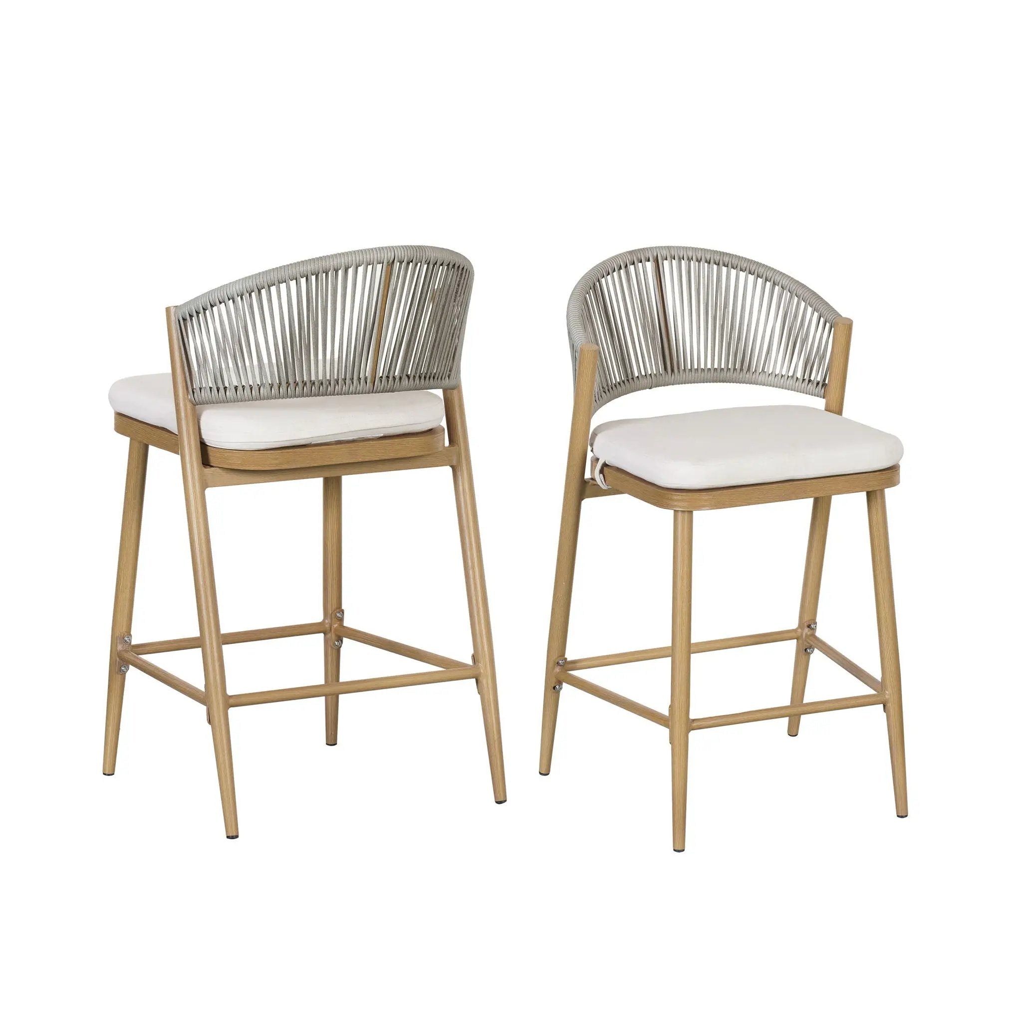 Outdoor 26" Counter Height Metal Frame Counter Stools With Scallop Shaped Backrest & Water Resistant Cushions by HouseOfZazla