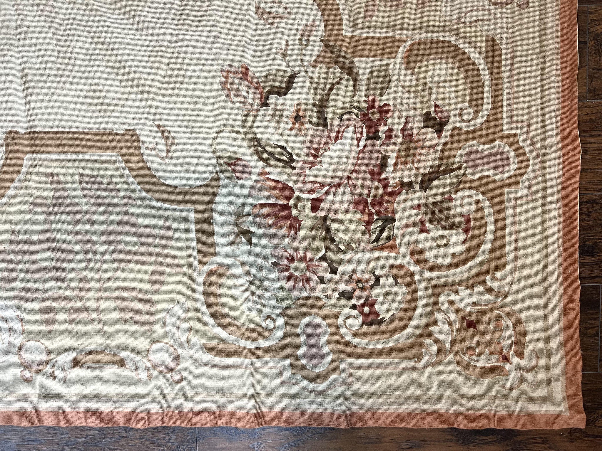 10x14 Aubusson Rug, Wool Handmade Vintage Carpet, French European Design, Elegant by Jewel Rugs