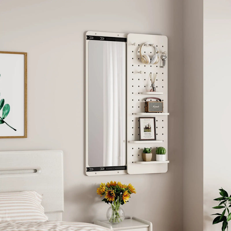 Wall Mounted Full Length Mirror With Shelf And Hook by HouseOfZazla