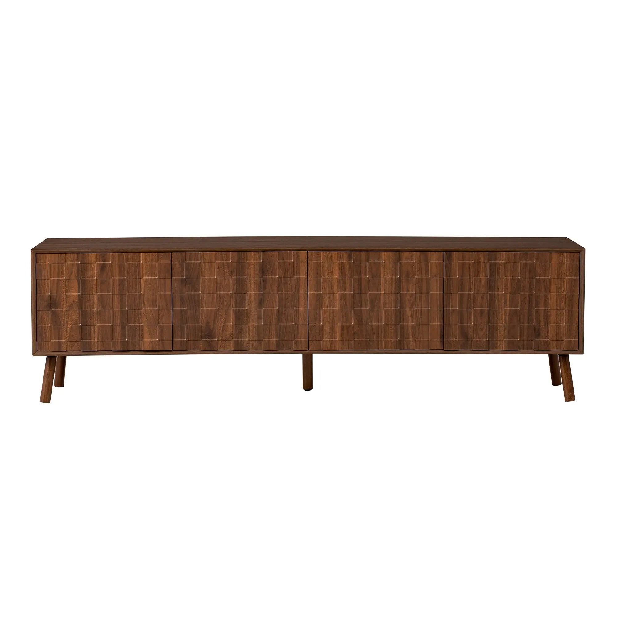 TV Stand With Soft Closing Hinges And Cable Management - Walnut by HouseOfZazla