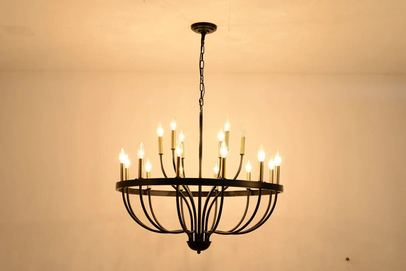 15-Light Industrial Iron Candle Chandelier Modern Farmhouse Pendant Light by HouseOfZazla