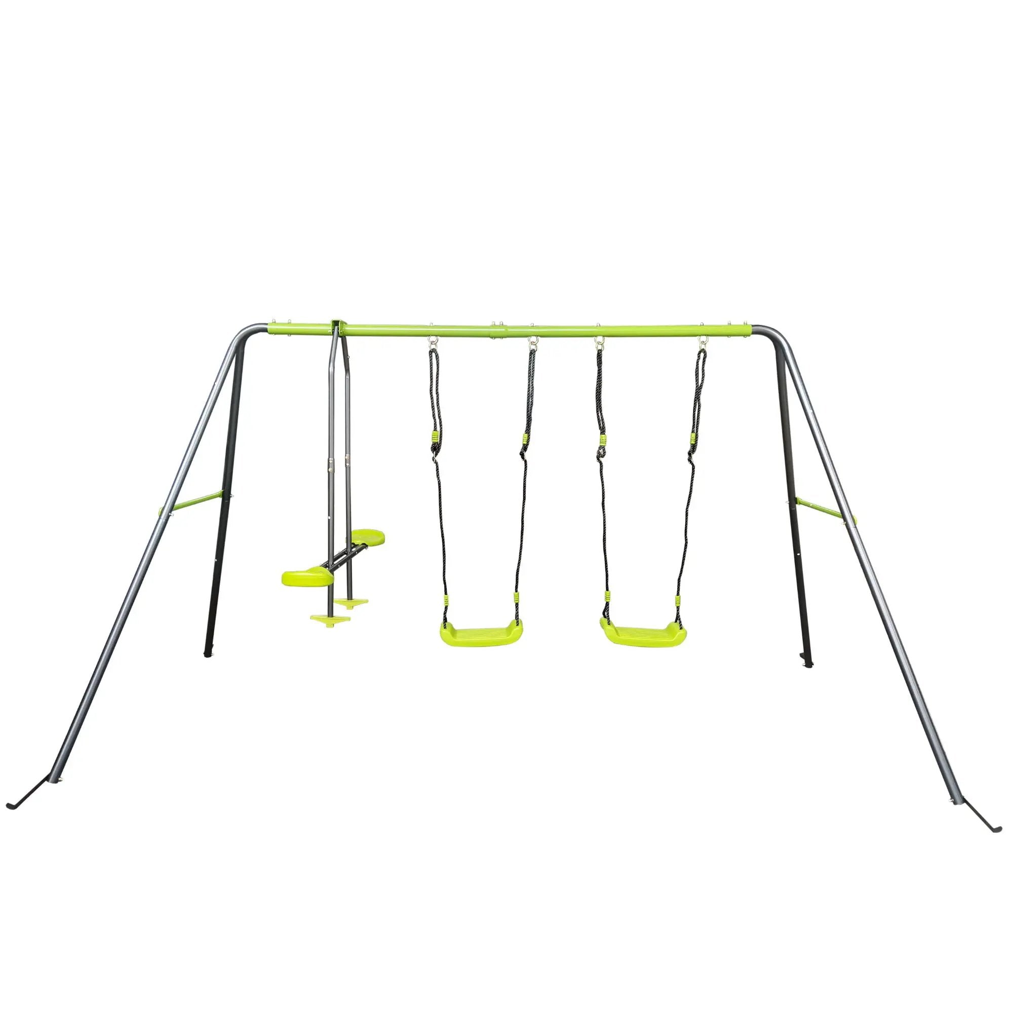 Xns081 Interesting Swingset With Plastic Safe Swing Set 440Lbs For Outdoor Playground For Age 3+ With Face To Face Without Tee - Lime Green by HouseOfZazla