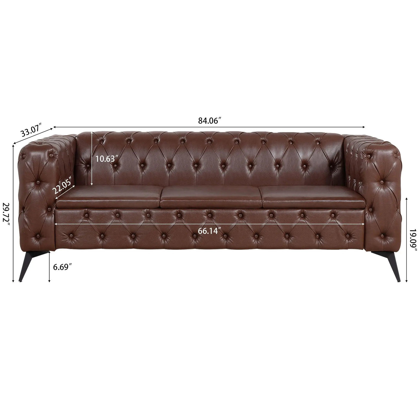Square Arm Removable Cushion 3 Seater Sofa by Unique Piece Furniture