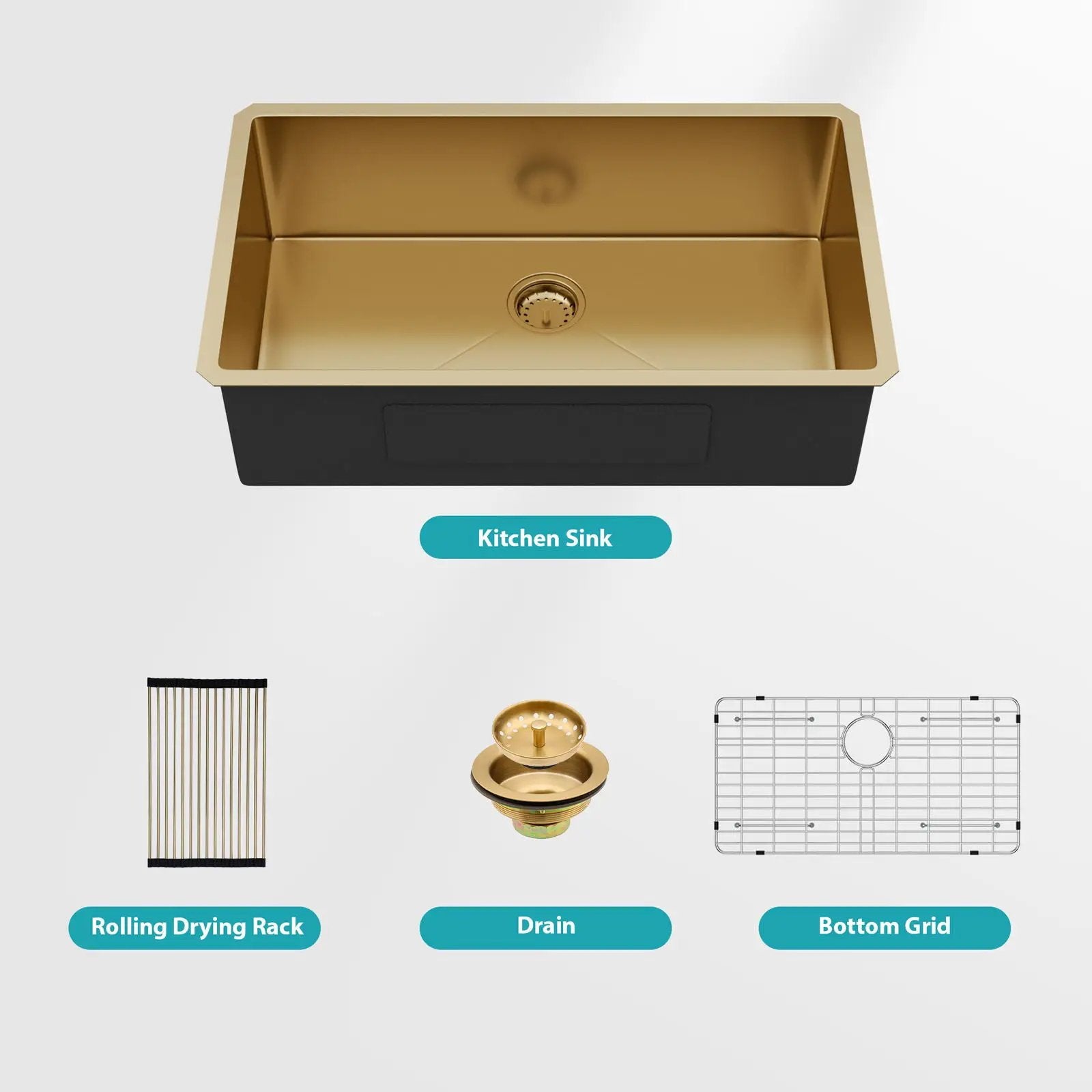 Finish Undermount Stainless Steel Kitchen Sink 32" X 19" 16 Gauge Deep Single Bowl by HouseOfZazla