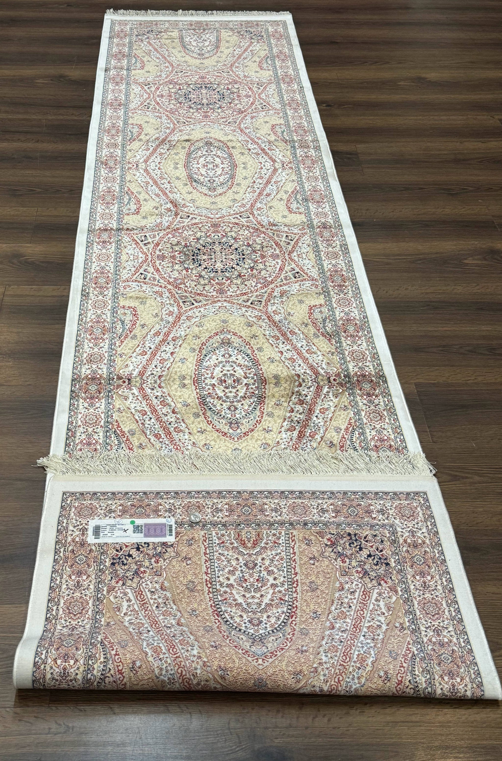 Turkish Silk Runner Rug 2.6 x 12, Hereke Mamluk Runner, Bamboo Silk, New by Jewel Rugs