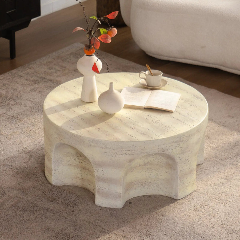 Mgo Modern Minimalist Round Accent Coffee Table by HouseOfZazla