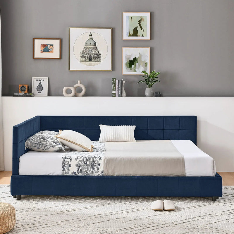 Mid-Century Storage Upholstered Tufted Bed Frame With Backrest And Armrests by Unique Piece Furniture