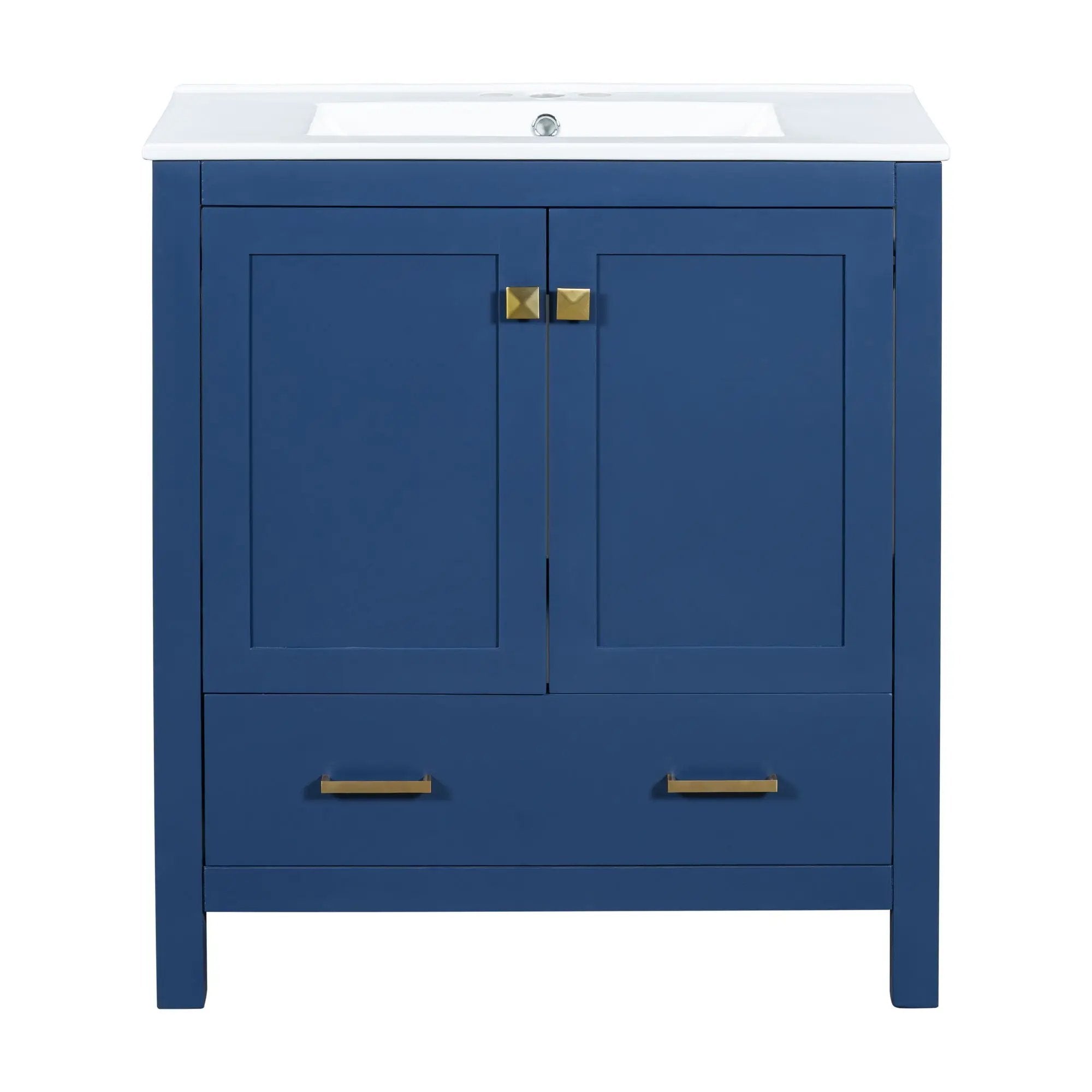 Bathroom Vanity With Single Sink, Combo Cabinet Undermount Sink, Bathroom Storage Cabinet With Two Doors And A Drawer, Soft Closing, Multifunctional Storage, Solid Wood Frame by HouseOfZazla