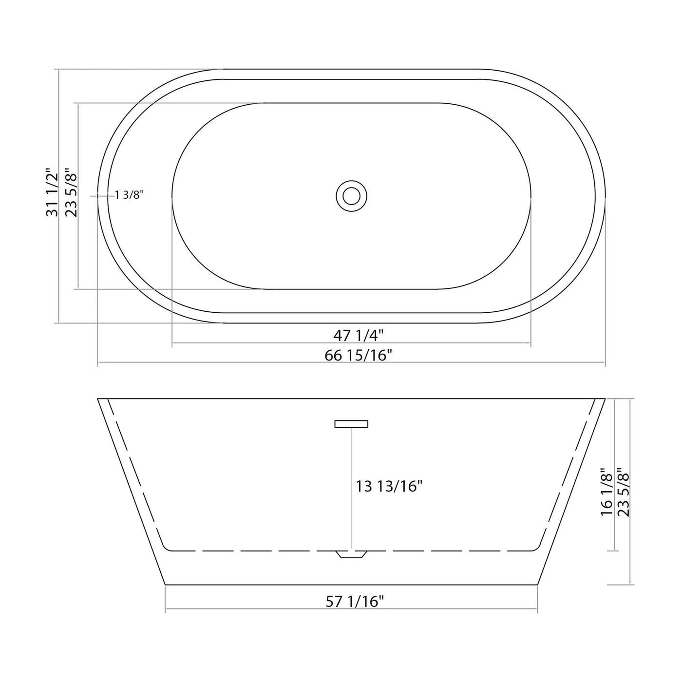Gloss Freestanding Bathtub With Overflow & Pop Up Drain, Stand Alone Soaking Tub by HouseOfZazla