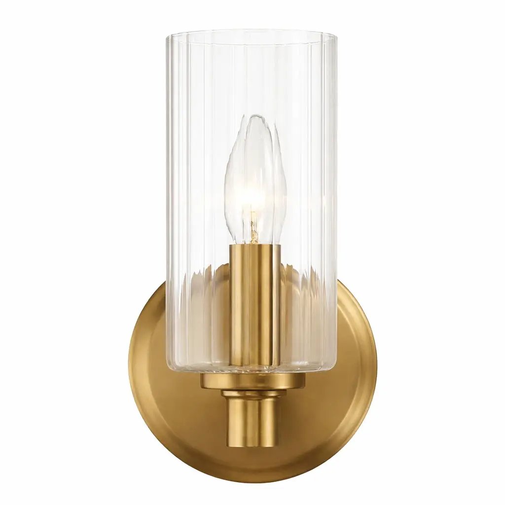 Jardin - Single Light Wall Sconce With Clear Ribbed Satin - Clear / Gold by Unique Piece Furniture