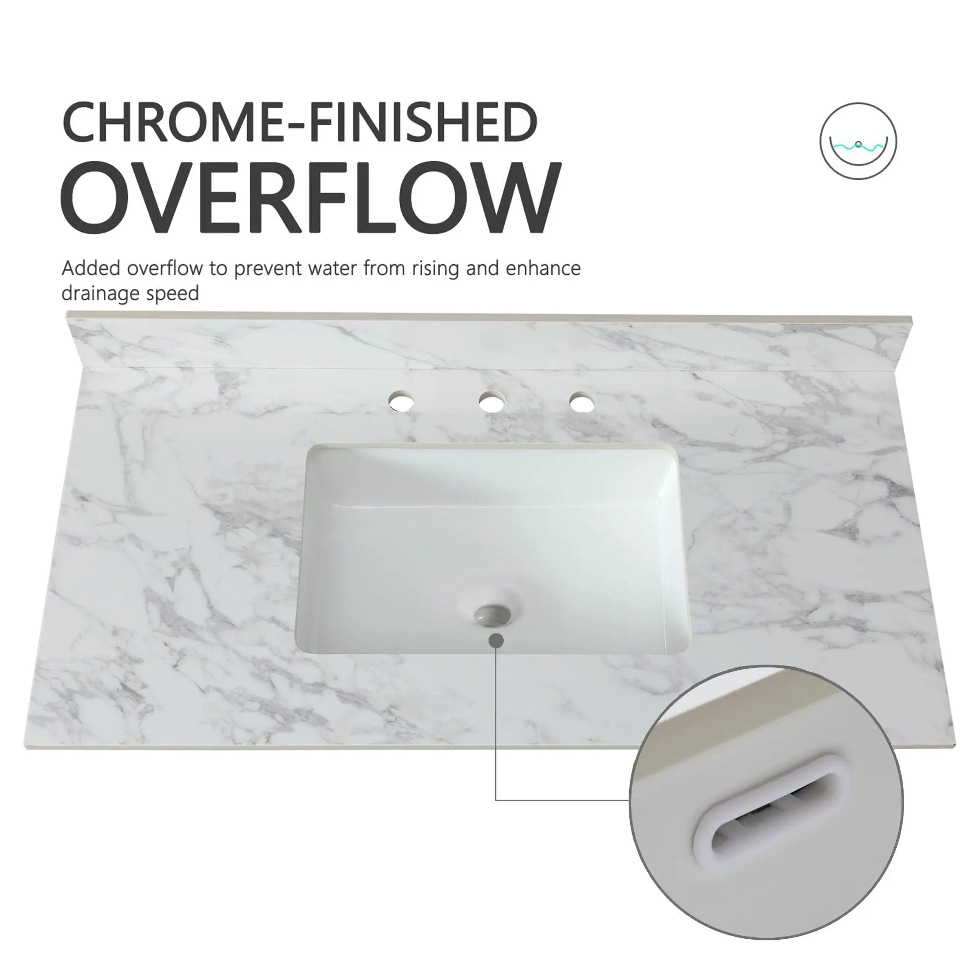 Elegant Sintered Stone Bathroom Vanity Top With Rectangular Undermount Ceramic Sink by HouseOfZazla