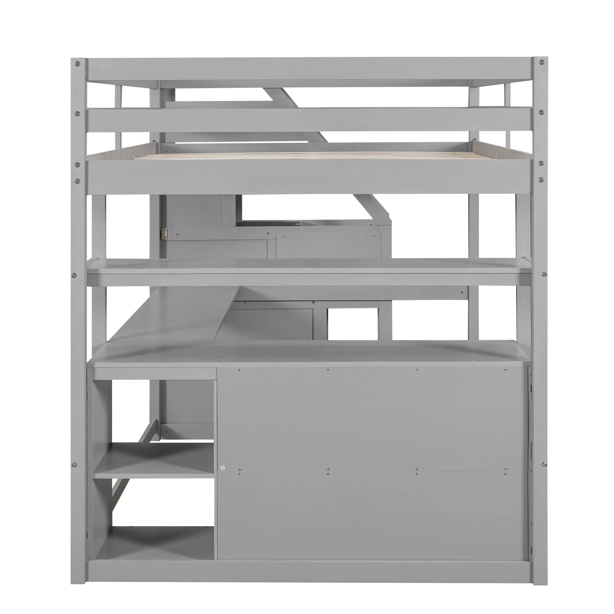Loft Bed With Desk, Shelves, 2 Drawers, Storage Staircase by HouseOfZazla