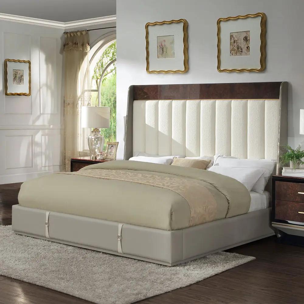 Jamonica - Eastern King Bed - Beige & Dark Brown by Unique Piece Furniture