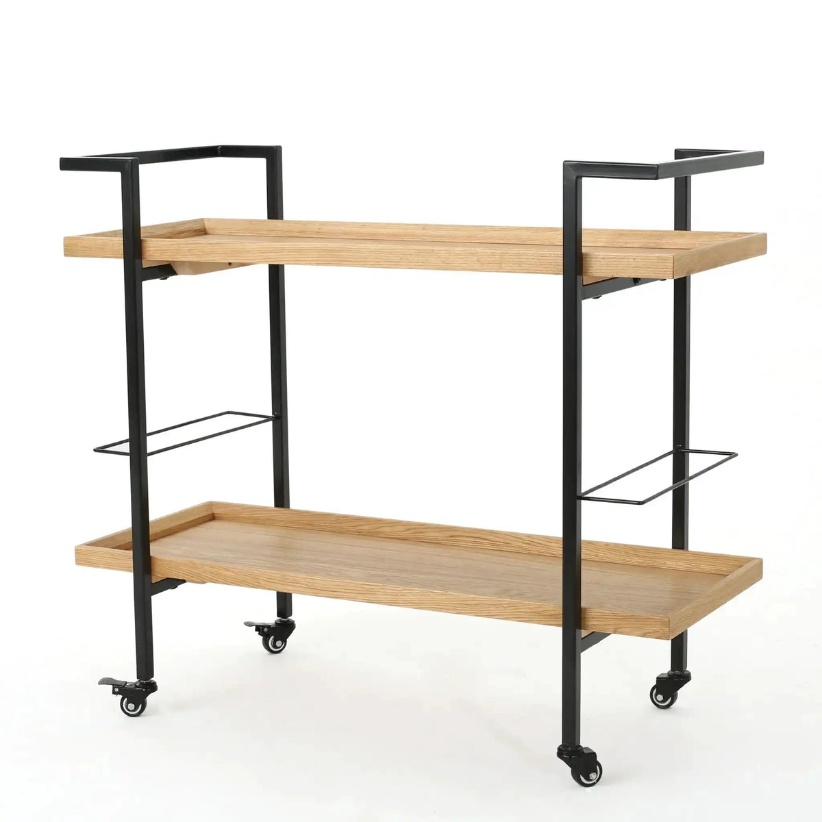 Modern Industrial Bar Cart With Shelving and Casters by HouseOfZazla