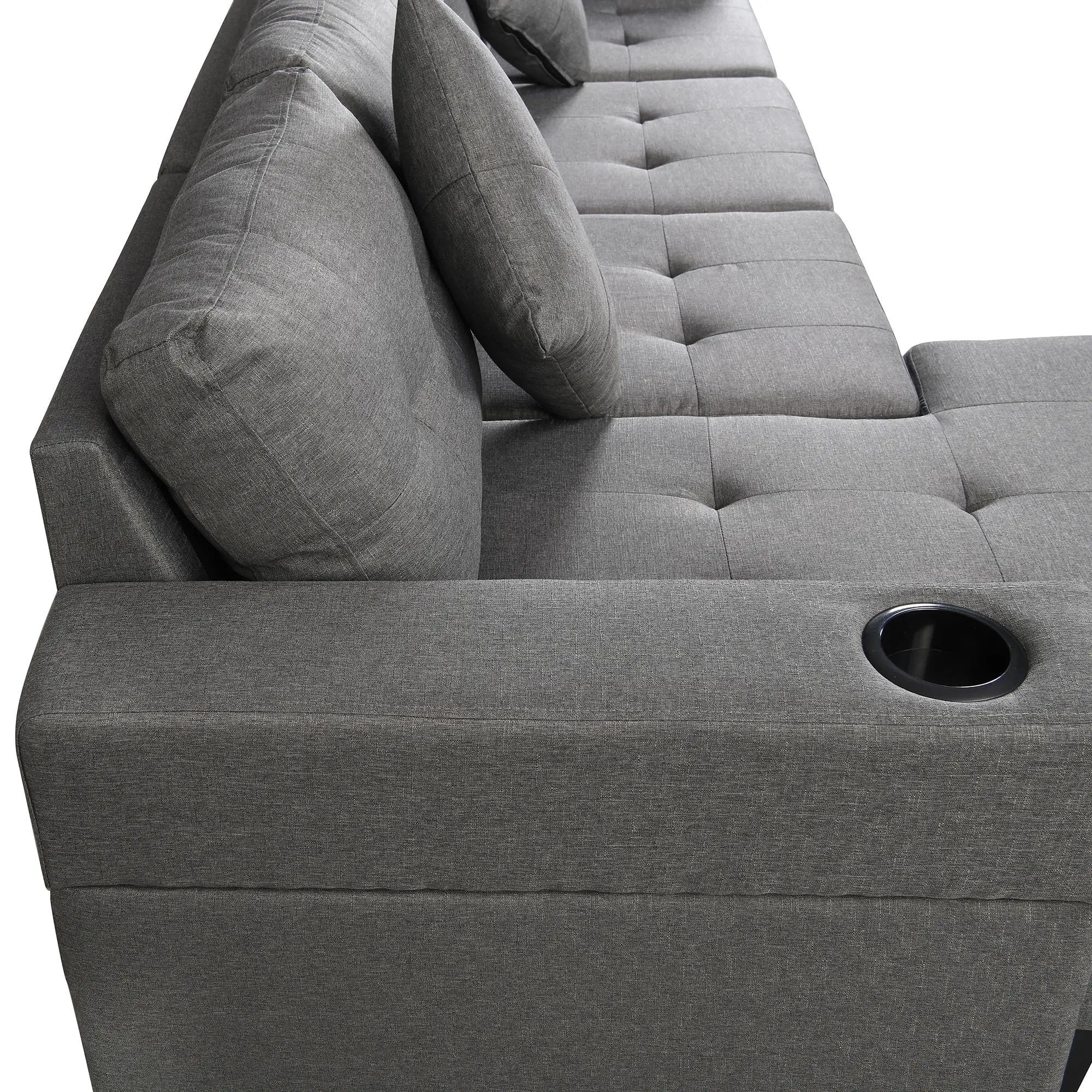 Sectional Sofa Set For Living Room With L Shape Chaise Lounge, Cup Holder And Left Or Right Hand Chaise Modern 4 Seat by HouseOfZazla